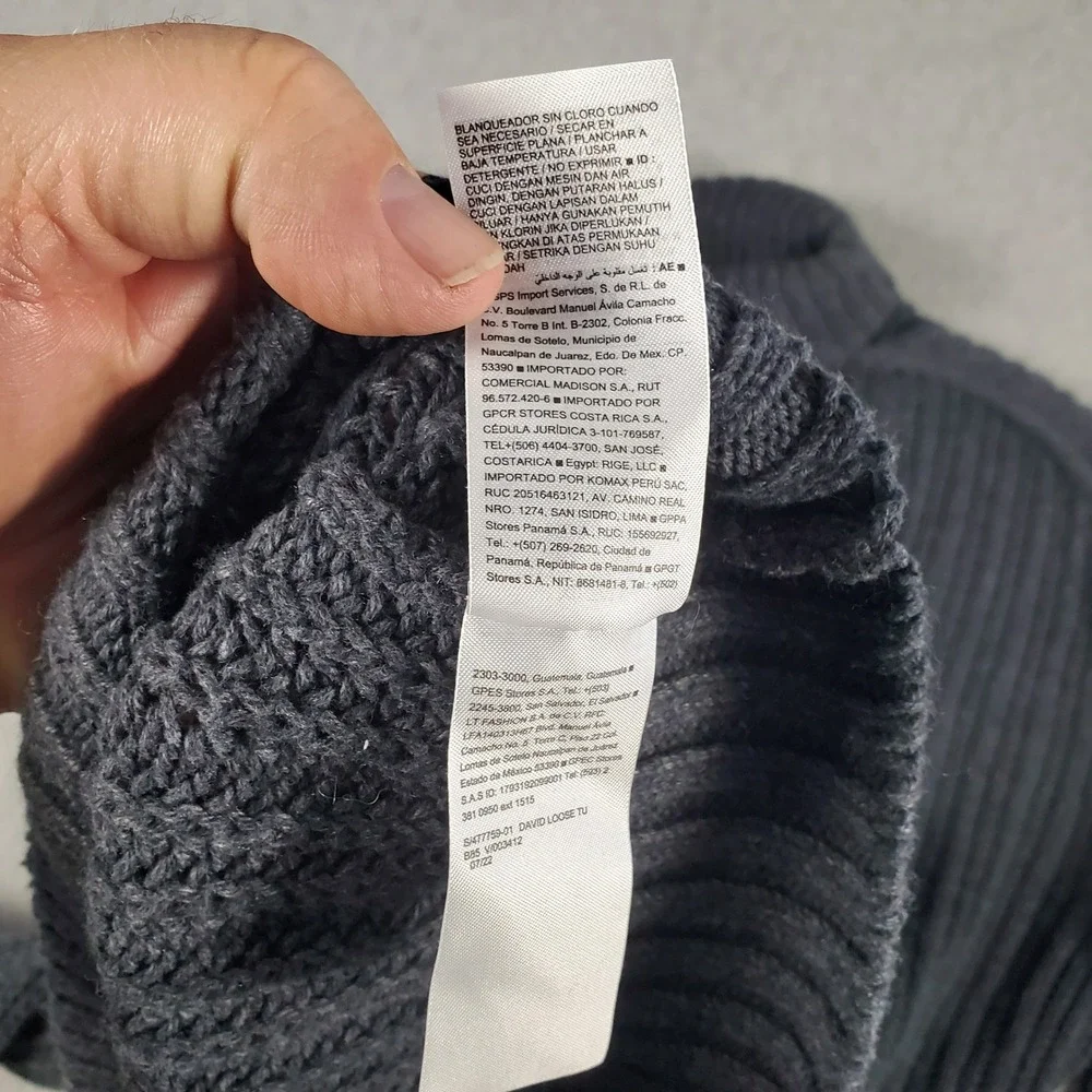 Old Navy Turtleneck Sweater Mens XL Tall Gray Ribbed Knit Heavyweight Pullover